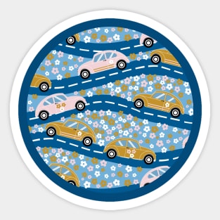 Hippy Cars In Fields Of Flowers Sticker